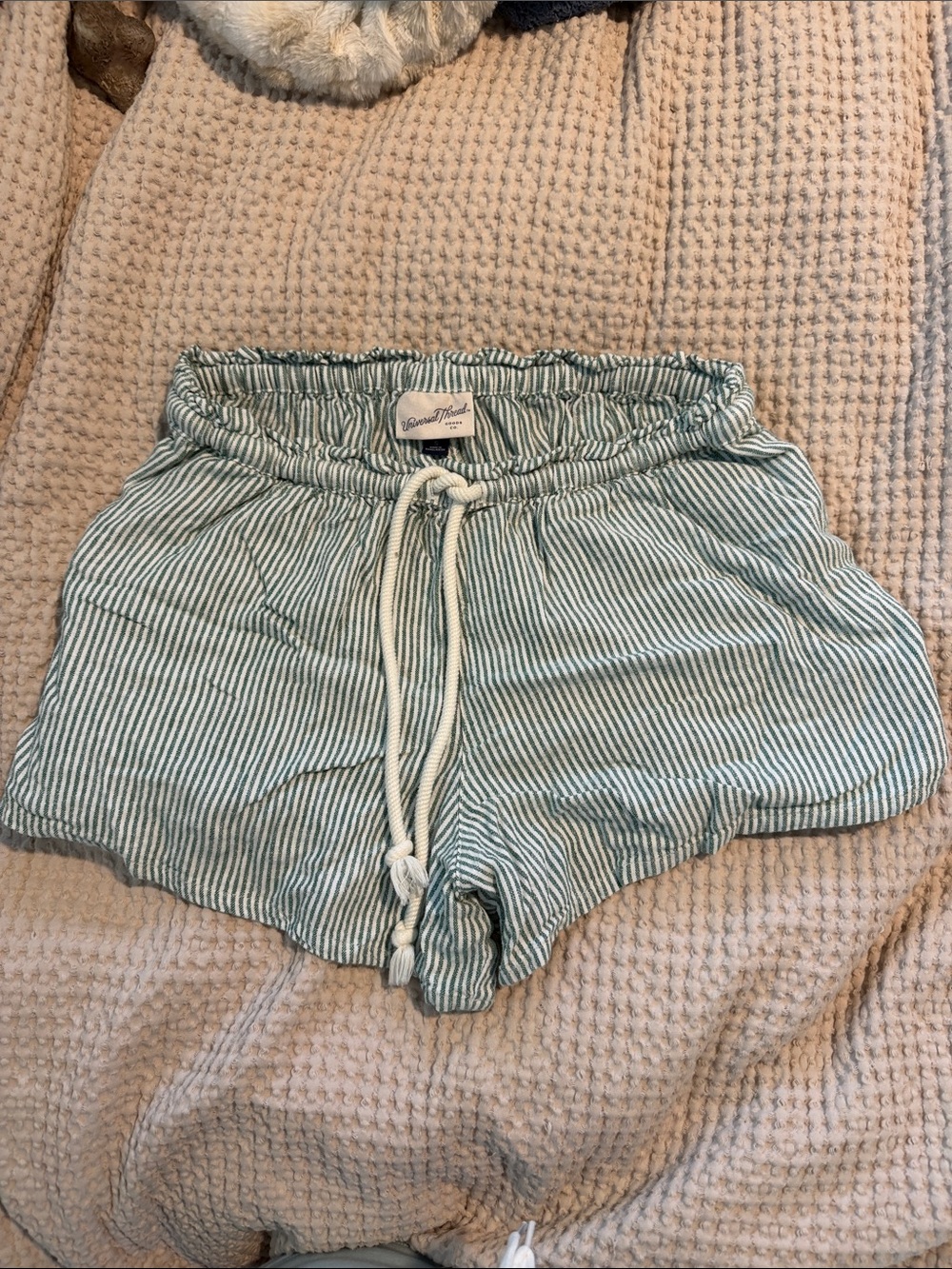 Universal Thread Green & White Striped Drawstring Women’s Shorts